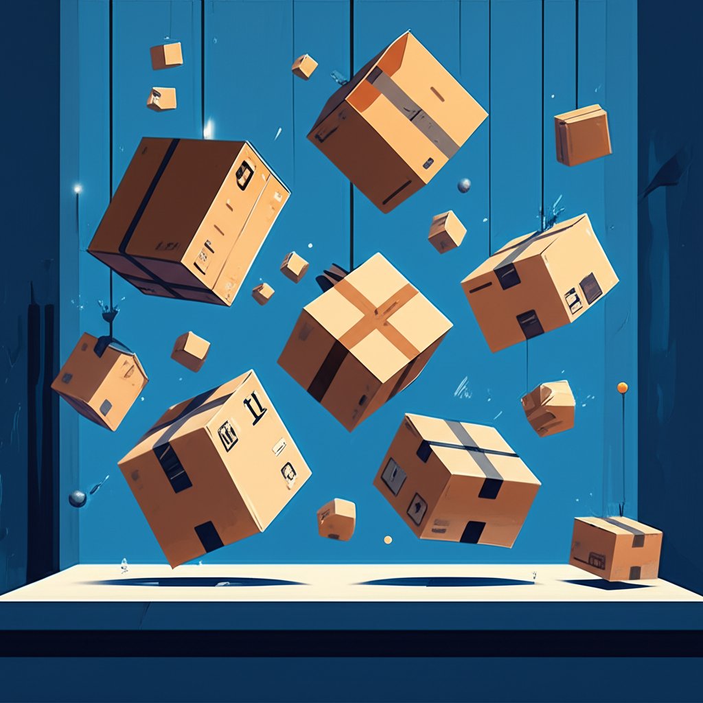 different packages undergoing drop tests at various heights based on weight