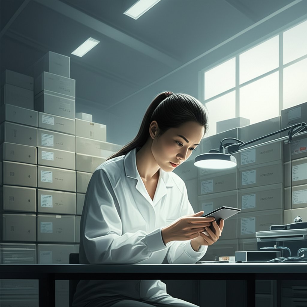 inspector reviewing finished goods and packaging to verify quality before shipment