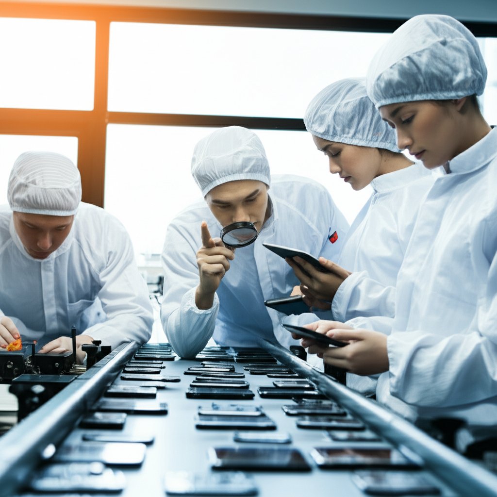 inspectors performing comprehensive defect sorting as part of quality control