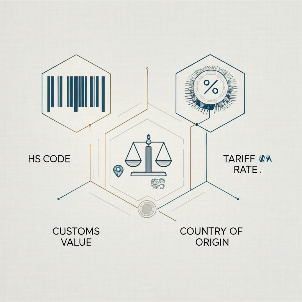 the four essential elements for calculating import tariffs hs code customs value country of origin and tariff rate
